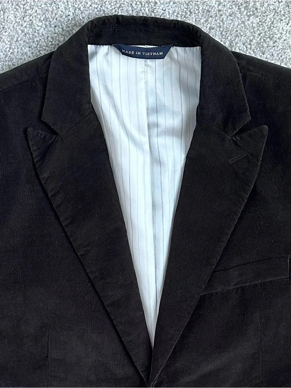 BANANA REPUBLIC Men’s Dark Brown Corduroy Blazer/Sport Coat Pin Stripe Lined 40S